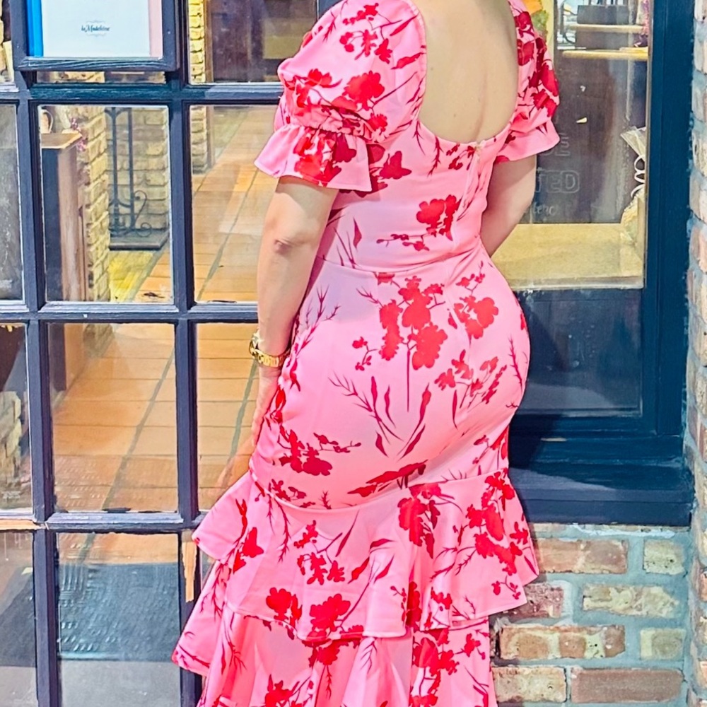 Elegant Pink Floral Dress